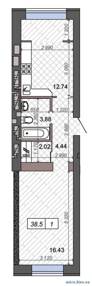 Однокомнатна квартира в Новом доме