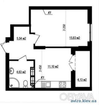 1-комнатная квартира, 38 кв.м