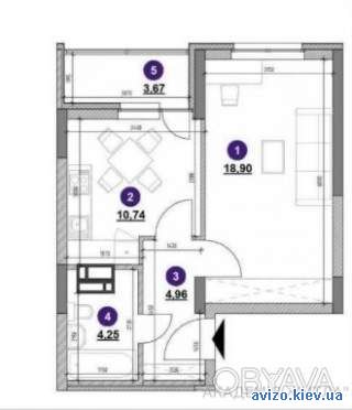 1-комнатная квартира, 43 м.кв.