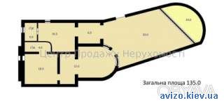 3-комнатная квартира, 135 м.кв.